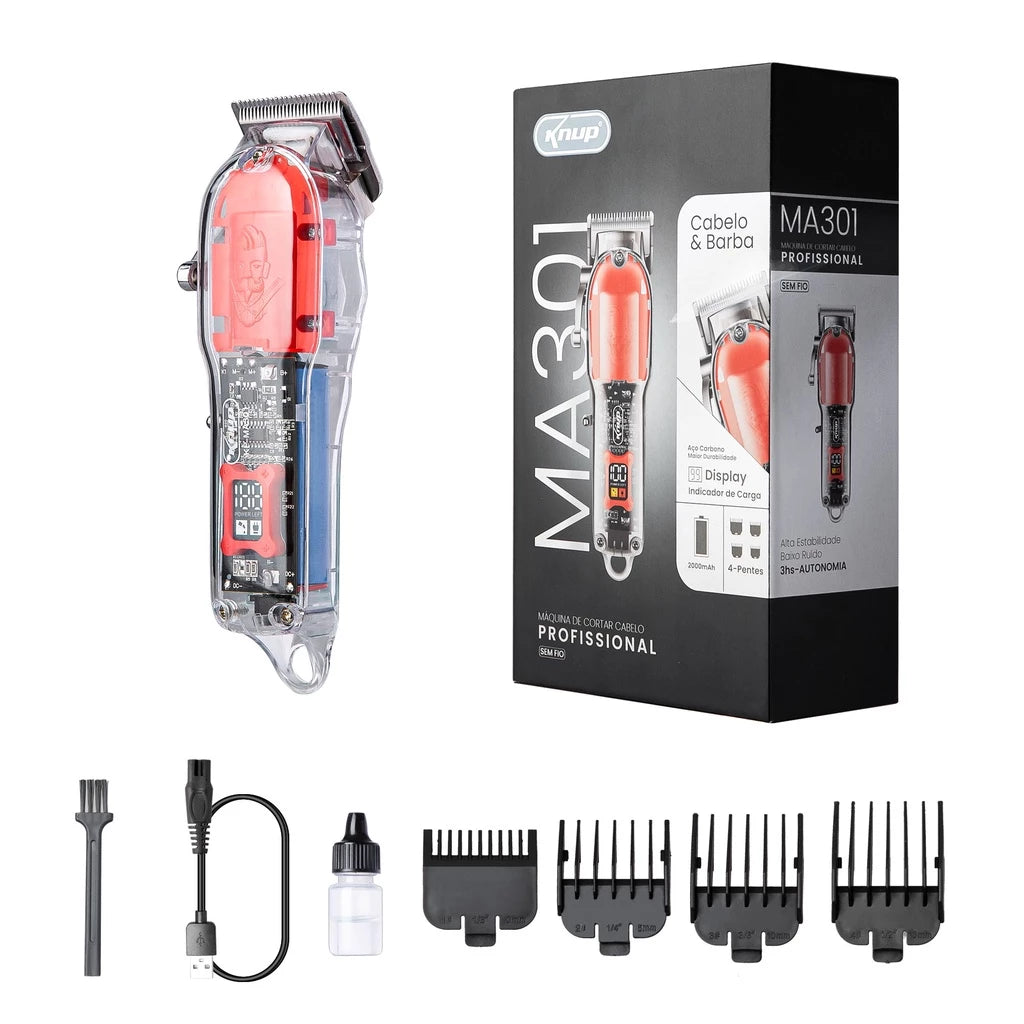 Máquina de Cortar Cabelo Profissional Sem Fio Knup KP-MA301