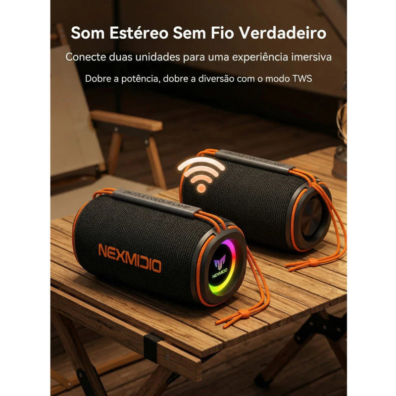 🎵 CAIXA DE SOM BLUETOOTH PORTÁTIL MD-B01 — SOM POTENTE + RGB + RESISTENTE À ÁGUA! 🔥